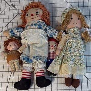Vintage Raggedy Ann & Andy Doll Lot + Strawberry Shortcake & Holly Hobbie Style